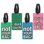 Storite Luggage/Bag/Travel ID Label Tags for Suitcase & School Bags Identifier Name Address Label with Silicon Strap | Pack of 4 | Multicolour