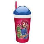 Zak Designs PJ Masks ZakSnak All-in-One Drink Tumbler + Snack Container for Toddlers – Spill-Proof 4oz Snack Container Screws Securely onto 10oz Tumbler with Accessible Straw, PJ Masks