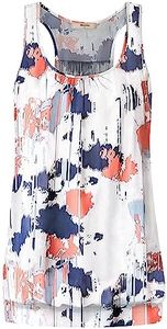 Miusey Womens Athletic Tank Tops Loose Fit Workout Tanks for Women Ladies 2025 Trendy Summer Round Neck Wide Strap Tank Top Gym Clothes Floral Sleeveless Shirts 2# Multicolor Large
