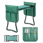 iPower Garden Kneeler and Seat, Foldable Stool, Gardening Bench with Thicken Widen Soft Kneeling Pad, Heavy Duty & 2 Tool Pouches, Gifts for Women, Mom & Dad, Grandparents, Seniors, Green