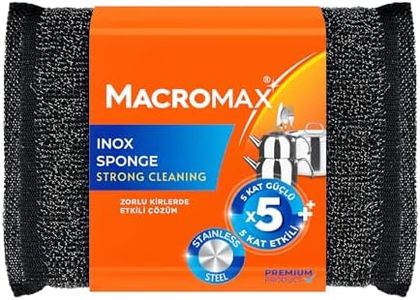 Macromax INOX Sponge - 5X Stronger Non-Scratch Heavy Duty Scrubber - Powerful Cleaning Steel Strength Dish Sponge - 96 Pack