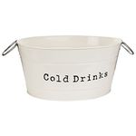 Harbour Housewares Industrial Cold Drinks Bucket - Large Vintage Style Steel Party Cooler Tub - Side Handles - Cream