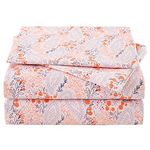 JSD 4 Piece Pink Paisley Floral Sheet Set California King, Soft Printed Microfiber Sheets Extra Deep Pocket Wrinkle Free