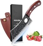 Huusk Japan Knives, Viking Knife with Sheath, Meat Cleaver Knife for Meat Cutting, Hand Forged Chef Butcher Full Tang Boning Knife for Outdoor Cooking, Kitchen Deboning or Camping BBQ