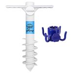 AMMSUN Beach Umbrella Sand Anchor Stand Holder and Beach Umbrella Hanging Hook, One Size Fits Most Safe Stand for Strong Winds, Umbrella Holder