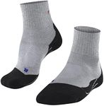 FALKE Men's TK2 Explore Cool Short Hiking Socks, Breathable Quick Dry, Quarter Length, Medium Padding, Cooling, Grey (Light Grey 3403), 12.5-13.5, 1 Pair