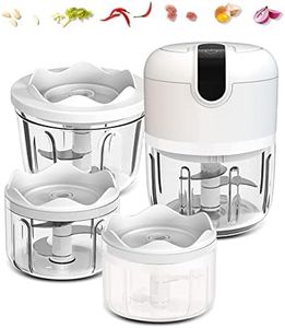 (100+250+350ML) White 3 CUP Electric Cordless Mini Food Chopper, Small Food Processor for Garlic, Nut, Meat