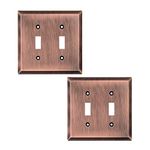 Wall Plate Outlet Light Switch Covers by SleekLighting | Decorative Copper | Variety of Styles: Decorator/Duplex/Toggle / & Combo | Size: 2 Gang Toggle