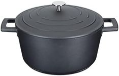 MasterClass Casserole Dish with Lid, Medium 4L/24 cm, Lightweight Cast Aluminium, Induction Hob and Oven Safe, Black