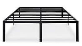 Olee Sleep 18 Inch Heavy Duty Steel Slat Anti-Slip Support, Easy Assembly Platform Bed Frame, Noise Free Steel Mattress Foundation, Maximum Storage, No Box Spring Needed, Black, King Size