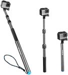 Smatree Carbon Fiber Detachable Extendable Floating Pole Selfie Stick Compatible for G*Pro MAX/G*Pro 12/11/10/9/8/7/6/5/4/3 Plus/3/Session/G*Pro 2018/DJI OSMO Action 4/3/2 Camera