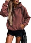 SHEWIN Womens Hoodies 2024 Casual Long Sleeve Solid Lightweight Hoodie Pullover Trendy Loose Hooded Sweatshirt Fall Tops for Teen Girls,US 24-26(3XL),Red