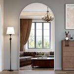 CASSILANDO Full Length Mirror 198X96cm Arched Floor Mirror with Stand, Silver Full Body Mirrors Hanging or Leaning Against Wall, for Cloakroom, Bedroom, Livingroom (Silver)