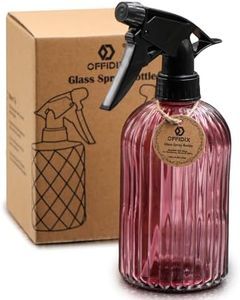 OFFIDIX Glass Spray Bottle, Pressure Watering Can, Indoor Plant Mister, Adjustable Nozzle, 0.4L/13.5oz Handheld Spray Bottle for Garden Plants Cleaning Solutions (Amaranth)