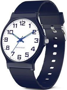 Kids Analog Watch Boys Girls, 30M Waterproof, Sports Watch for Boys, Thin Dial Wrist Watches with Soft Band, Easy to Read Children's Teenagers for Ages 5-15 Kids Great Birthday Gifts Christmas Day (Navy Blue)