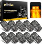 Partsam 10x 4 Double Bullseye Amber 10 LED Side Marker Lights, Smoke Lens Rectangular Rectangle Tiger Eye Clearance Light for Truck Trailer RV Camper Motorhome