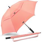 NINEMAX Golf Umbrella Windproof Strong 62 Inch - Oversize Golfing Umbrellas Automatic Open - Extra Large Umbrellas Double Canopy for Rain Heavy Duty(Pink)