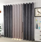 Kiara Creations 3 Piece Premium Velvet Suede Room Darkening Gold, Floral, Opaque, Grommet Curtains For Long Door 9 Feet, 2 Grey & 1