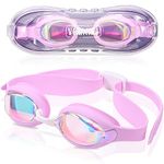 VENNNERLI Swimming Goggles，Boy's and Girl's Adjustable Anit-UV Anti-fog Anti-leakage Swim Goggle with Case,Gift for Kids(Pink)