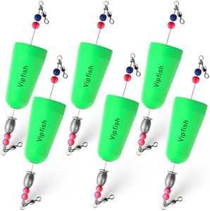 Vipfish Popping Corks Floats Saltwater - Rattles and Floats for Catfish Redfish Speckled Trout Rigs with a 3/8 oz Egg Weight, and a High-Visibility Cork (Green, 6pcs)