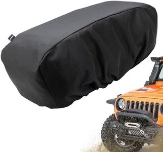 MUAKIOY Winch Cover, Heavy Duty Waterproof Winch Protection Covering 12k Winch Accessories, Indoor Outdoor Weather Resistant Large Covers for Electric Winches 12000 -17500 Lbs - Black