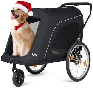 Beberoad Pets R8 Extra Large Foldable Pet Stroller, Dog Stroller & Pet Trailer for Large Dogs Under 100 lbs, Unmovable, Disabled & Pregnant Dogs - Conveniently Carriable by Bike and Car, Black