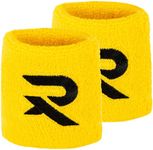 Raquex Cotton Wristbands - Soft cotton stretchy material. 8cm or 13cm widths. Sports sweat bands for men and women. 7 colour options. (Yellow, 4 x Wristbands)