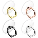 COMNICO 4 Pack Cell Phone Ring Holder Transparent Ring Holder Clear Finger Grip Ring Kickstand 360 Degree Rotation Ring Stand Compatible for Various Mobile Phones Tablets Readers