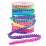 PH PandaHall 22.8m Rainbow Pom Pom Trim, 11mm Wide Ball Fringe Trim Tassel Trim Sewing Lace Ribbon with 4mm Pompoms for Home Curtain Pillow Clothes DIY Crafts Party Decoration