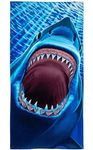 Dawhud Direct Great White Shark Beach Towel for Boys Shark Bath Towel Print 30" x 60" Pool Towel Super Soft Plush Cotton Shark Towel for Shark Lovers Beach Towels