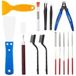 OLYCRAFT 23PCS 3D Printer Tool Kit 3D Printer Nozzle Cleaning Tool Removal Tool Kit Includes Putty Knife, Wire Brush, Wire Flush Cutter, Scraper Knife, Diamond Files and Tweezer for Cleaning 3D Printer