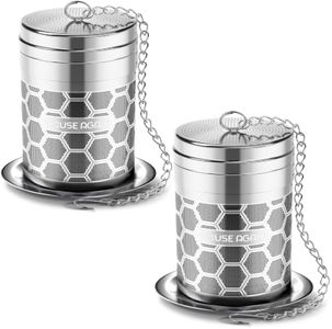 House Again 2 Pack Large Tea Infusers, Extra Fine Mesh Tea Strainers for Loose Tea, Slim Lid & 304 Stainless Steel, Filter Bags Diffusers, Loose Leaf Tea Steeper for Brew Tea Spices & Seasonings
