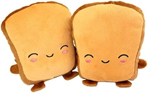 HOMSFOU 1 Pair Half Warmer Cute Toast Cartoon Heated Winter Pattern Warm Smiling Face Powered Warmers Hands Wearable Fingerless Mitten Gloves Mittens USB Heating Hand Plush Laptop Picture 2