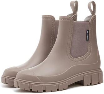 WOWSTICK Women’s Ankle Rain Boots Waterproof Lightweight Slip Resistant Fashion Garden Booties, 312 Brown 40