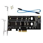 Foxaa Dual M.2 PCIe Adapter, M.2 NVME SSD (M Key) or M.2 SATA SSD (B Key) 22110 2280 2260 2242 2230 to PCI-e 3.0 x4 Host Controller Expansion Card with Low Profile Bracket for PC Desktop