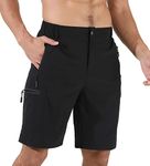 Suwangi Men's Cargo Hiking Shorts Outdoor Lightweight Quick-Dry Shorts Golf Walking Climbing Fishing Short with Zipper Pockets Black