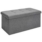 Holdfiturn Folding Ottoman Storage Bench Footrest Stool Seat Toy Chest Storage Box with Lid Long Shoes Bench Footstool for Living Room Dark 76 * 38 * 38cm Grey