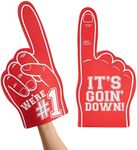 Okuna Outpost 2 Pack Red Foam Fingers #1, It's Goin' Down for Sports Fan Accessories, Cheering, Party Favors, 17.5 Inch Giant Foam Hand
