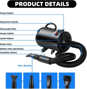 Memows 2800W Dog Hair Dryer – Black, High-Power Pet Grooming