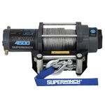 Superwinch 1145260 Terra 4500 12V DC 4500lb/2041.2kg Single Line Pull UTV/ATV Winch with Roller Fairlead, 15/64in. X 50ft. Steel Wire Rope, Handheld Remote, Handlebar Switch