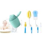 SYGA Plastic Baby Shampoo Cup Baby Shower Water Scoop Children Water Scorpion Baby Bath Tumbler(Green) & Baby Milk Bottle Nipple Straw Brush Sponge Nylon Cleaning Brush Cleaner Bottle Tong Set (4 Pcs)