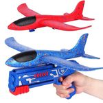 BubPen Airplane Launcher Toy with Stickers, Plane Games for Kids, Foam Throwing Glider, Catapult Aeroplane Gun for Boys and Girls, Flying Outdoor Gadget