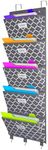 homyfort Over the Door File Organizer, Hanging File Folders, Wall Organizers and Storage for Mail, Magazine, Notebooks, Planners, Office, Classroom, 5 Extra Large Pockets (Grey Lantern Pattern)