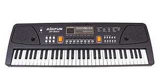 Licpo 61 Keys Piano with dc Output, Mobile Charging, USB and Microphone Included, Black- Multi Color