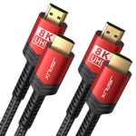 8K HDMI Cable 2 Pack 6ft, JSAUX 48Gbps High Speed HDMI 2.1 Braided HDMI Cord, 4K 120Hz 144Hz, 8K 60Hz, Dynamic HDR, DTS:X, 2K, 1080P, 3D, eARC