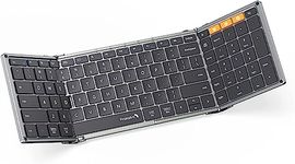 ProtoArc Foldable Bluetooth Keyboard, XK01 Full Size Folding Wireless Keyboard with Number Pad, Slim Portable Travel Keyboard for Windows iOS Android Tablets, Laptops, PC, iPad, iPhone (Space Gray)