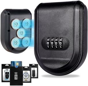 Magnetic Key Box for Under Car, Waterproof Outdoor Magnetic Key Holder with 5 Strong Magnets and Resettable Combination Lock for Vehicle or Home Use