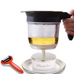 4 Cup Gravy Fat Separator With Bottom Release, Oil Separator for Cooking with Oil Strainer, Kitchen Gadgets Grease Separator with Multifunctional Peeler