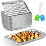 CHAMSUREUK [30-Pack] Disposable Barbecue Tray 34 x 23 x 2.8cm Aluminum Foil Perforated Grill Containers Aluminum Foil Pans Barbecue Grilling Trays Baking Plate with Holes for Grilling, BBQ, Charcoal
