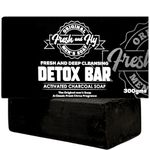 Fresh & Fly Mens Soap Bar for Face, Body 300g - 4X Bigger 4X Longer - Natural, Exfoliating Charcoal Soap for Deep Cleansing, Detox & Refresh - Black Soap Crafted in UK